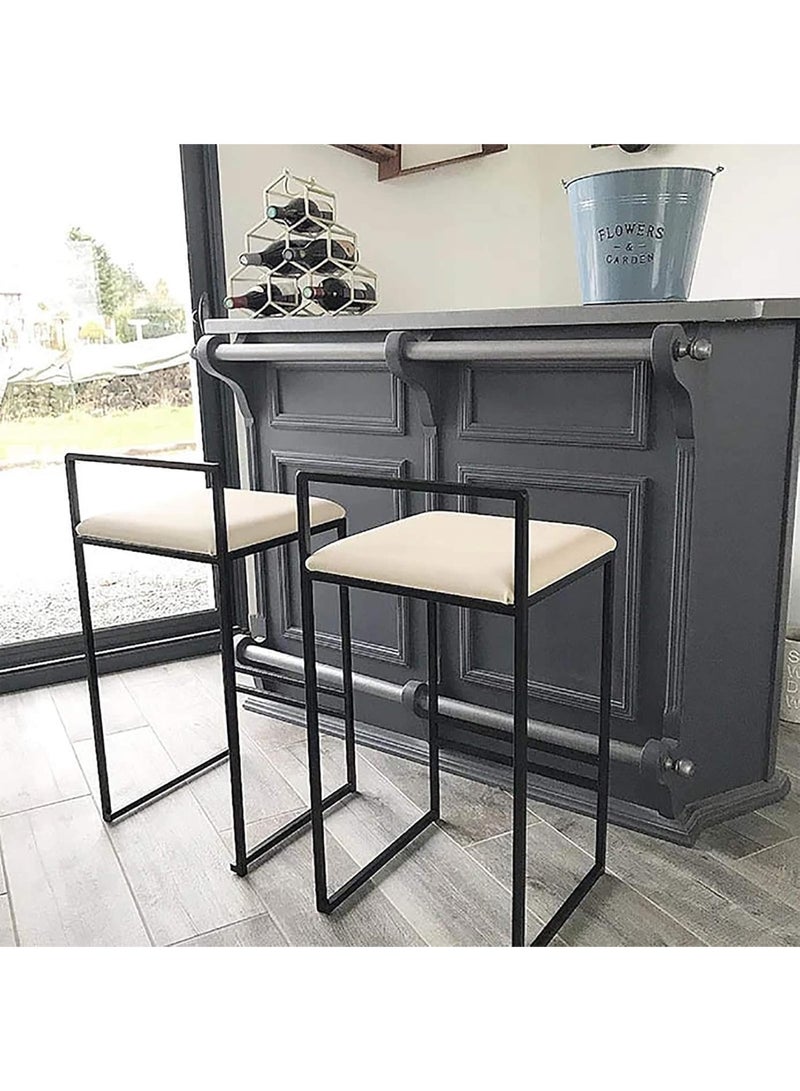 Mobellya Minimalist High Chair Set of 2 – 75 cm Seat Height – With Backrest and Cushioned Seat - Image 3